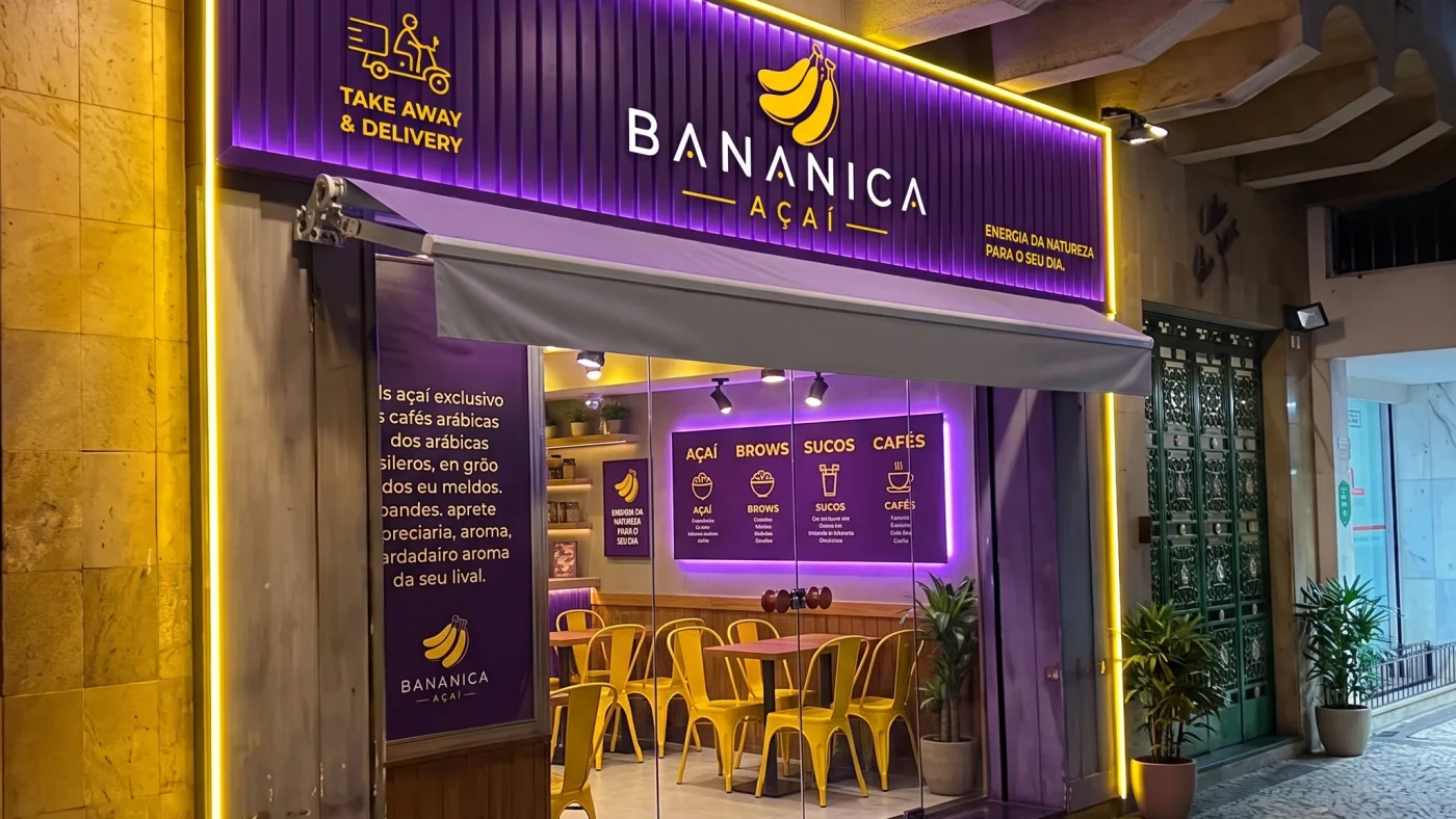 Fachada de loja de rua Bananica Açaí