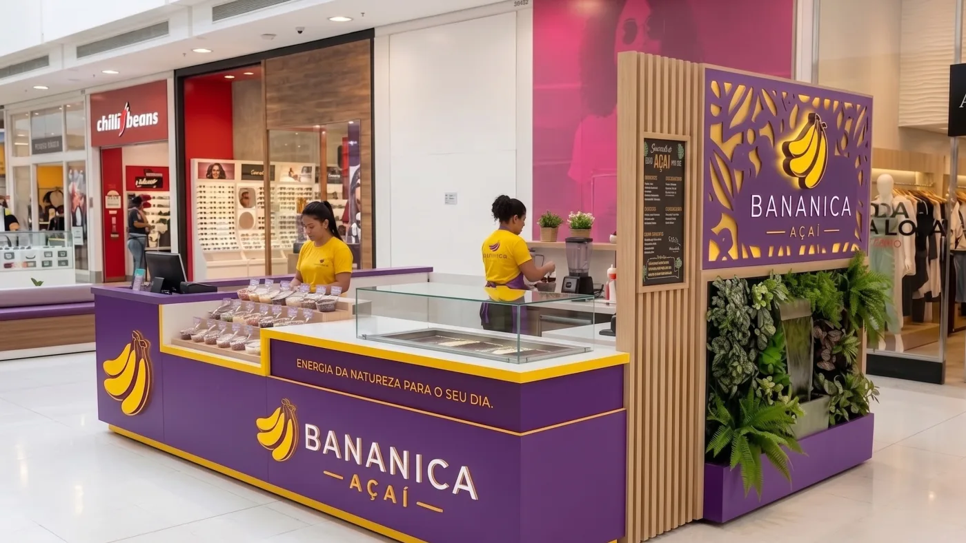 Unidade Bananica Açaí em quiosque de shopping