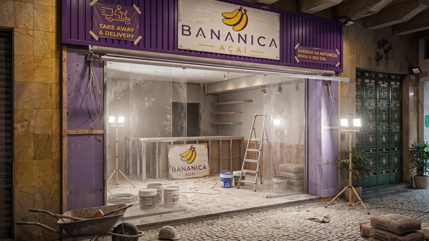 Obras da nova unidade Bananica Açaí na Barra da Tijuca